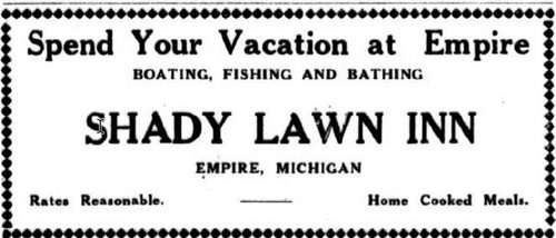 Shady Lawn Inn (Shady Lawn Lodge, Shady Lawn Cabins) - 1939 Ad
